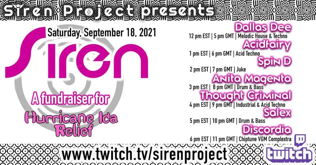 Siren Project fundraiser for Hurricane Ida